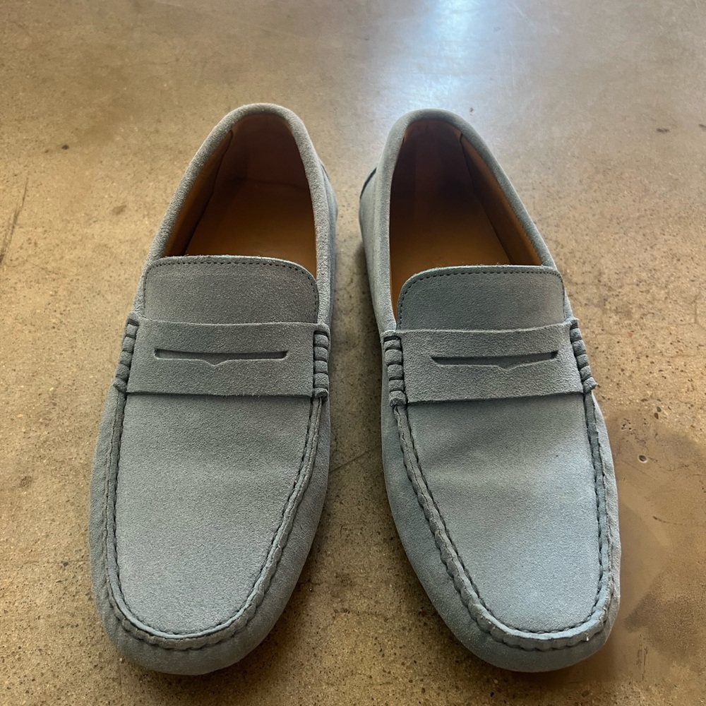 Oliver Cabell Light Gray Suede Loafers